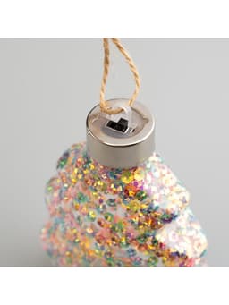 Набор ёлочных шаров «Ёлочки», 3 шт., 1 LED, от батареек, свечение тёплое белое, RGB, белое