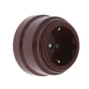 Розетка BYLECTRICA Ретро РА16-0202, 16 А, одноместная, наружная, с заземлением, без крышки, IP20, коричневая