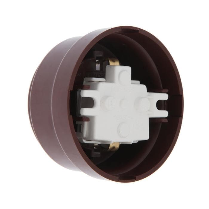 Розетка BYLECTRICA Ретро РА16-0202, 16 А, одноместная, наружная, с заземлением, без крышки, IP20, коричневая