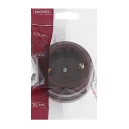 Розетка BYLECTRICA Ретро РА16-0202, 16 А, одноместная, наружная, с заземлением, без крышки, IP20, коричневая