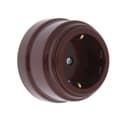 Розетка BYLECTRICA Ретро РА16-0206, 16 А, одноместная, наружная, с заземлением, со шторкой, IP20, коричневая