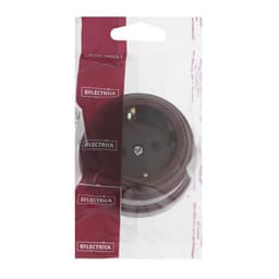 Розетка BYLECTRICA Ретро РА16-0206, 16 А, одноместная, наружная, с заземлением, со шторкой, IP20, коричневая