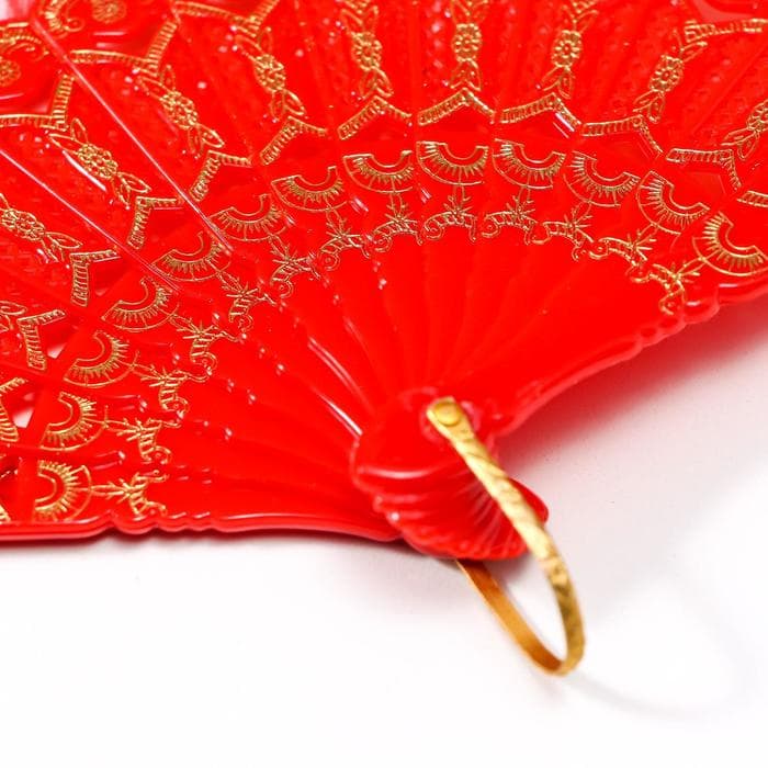 Веер складной «Цветочный рай», пластик, текстиль, широкие лопасти, блёстки, 23 см, МИКС