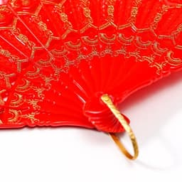 Веер складной «Цветочный рай», пластик, текстиль, широкие лопасти, блёстки, 23 см, МИКС