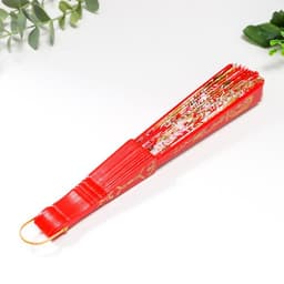 Веер складной «Цветочный рай», пластик, текстиль, широкие лопасти, блёстки, 23 см, МИКС