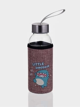 Бутылка для воды в чехле «Дино», 300 мл, h=17 см, стекло, рисунок МИКС