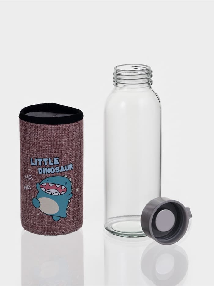 Бутылка для воды в чехле «Дино», 300 мл, h=17 см, стекло, рисунок МИКС