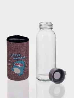 Бутылка для воды в чехле «Дино», 300 мл, h=17 см, стекло, рисунок МИКС