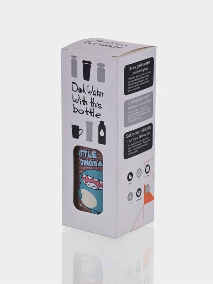 Бутылка для воды в чехле «Дино», 300 мл, h=17 см, стекло, рисунок МИКС