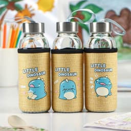 Бутылка для воды в чехле «Дино», 300 мл, h=17 см, стекло, рисунок МИКС