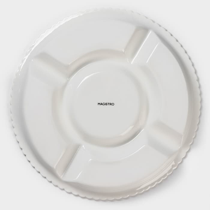 Менажница Magistro «Лакомка», d=30 см, 5 ячеек, фарфор, белая