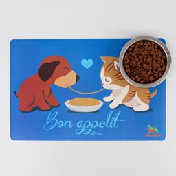 Коврик под миску Пижон «Вместе вкуснее» с нескользящим основанием 43×28 см