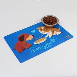 Коврик под миску Пижон «Вместе вкуснее» с нескользящим основанием 43×28 см