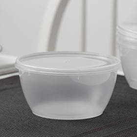 Контейнер одноразовый с крышкой «Супница», 360 мл, пластик, d=11.2 см, прозрачный
