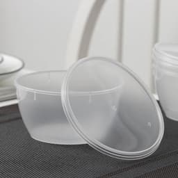 Контейнер одноразовый с крышкой «Супница», 360 мл, пластик, d=11.2 см, прозрачный