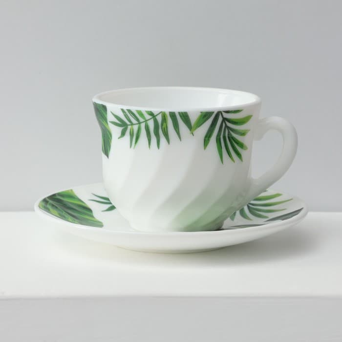 Столовый сервиз «Лист папоротника», 37 предметов, стеклокерамика, белый