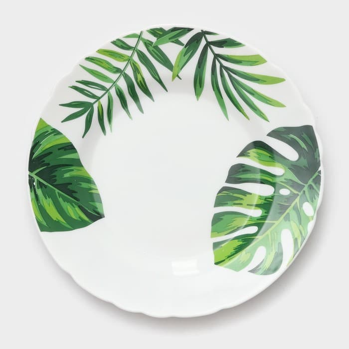 Столовый сервиз «Лист папоротника», 37 предметов, стеклокерамика, белый