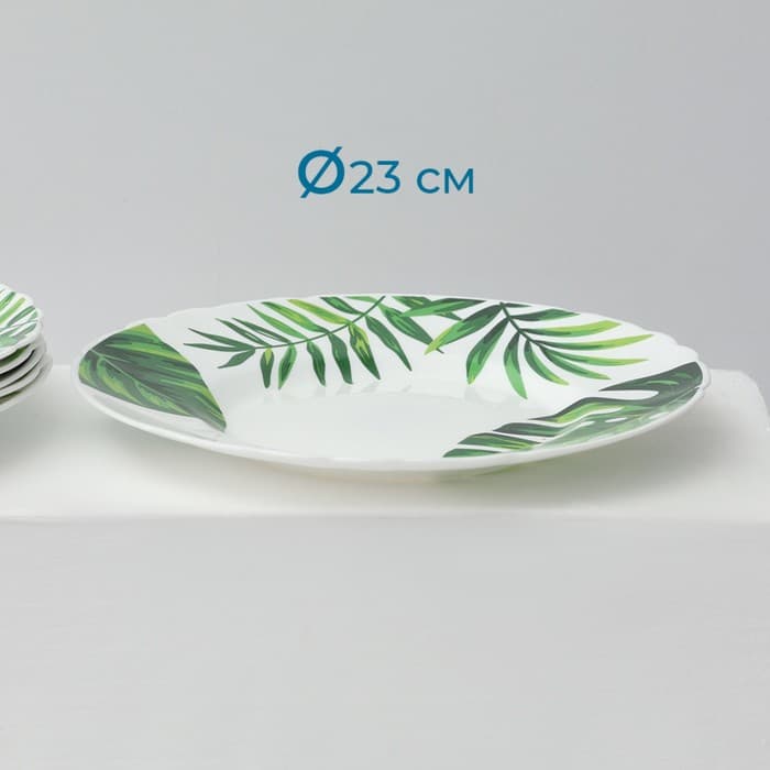 Столовый сервиз «Лист папоротника», 37 предметов, стеклокерамика, белый