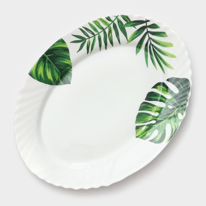 Столовый сервиз «Лист папоротника», 37 предметов, стеклокерамика, белый