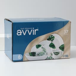 Столовый сервиз «Лист папоротника», 37 предметов, стеклокерамика, белый