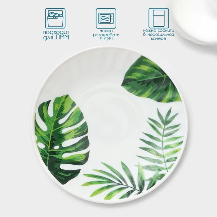 Столовый сервиз «Лист папоротника», 37 предметов, стеклокерамика, белый