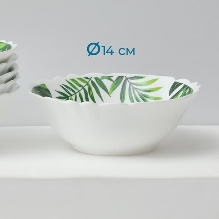 Столовый сервиз «Лист папоротника», 37 предметов, стеклокерамика, белый