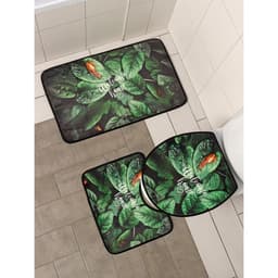 Набор ковриков для ванны и туалета Доляна «Тропики», 3 шт., 50×80, 45×50, 38×43 см