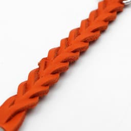 Ошейник, 1.2×36 см, ОШ 20-30 см, плетёный, кожа, оранжевый