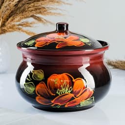 Супница Псковский гончар «Мак на чёрном», 3.6 л, керамика
