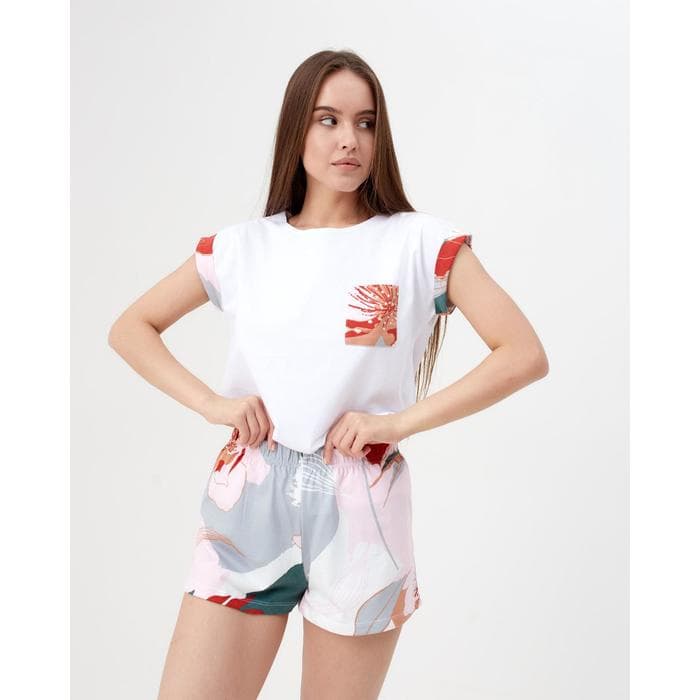 Футболка домашняя с карманом женская KAFTAN «Цветы», размер 40-42