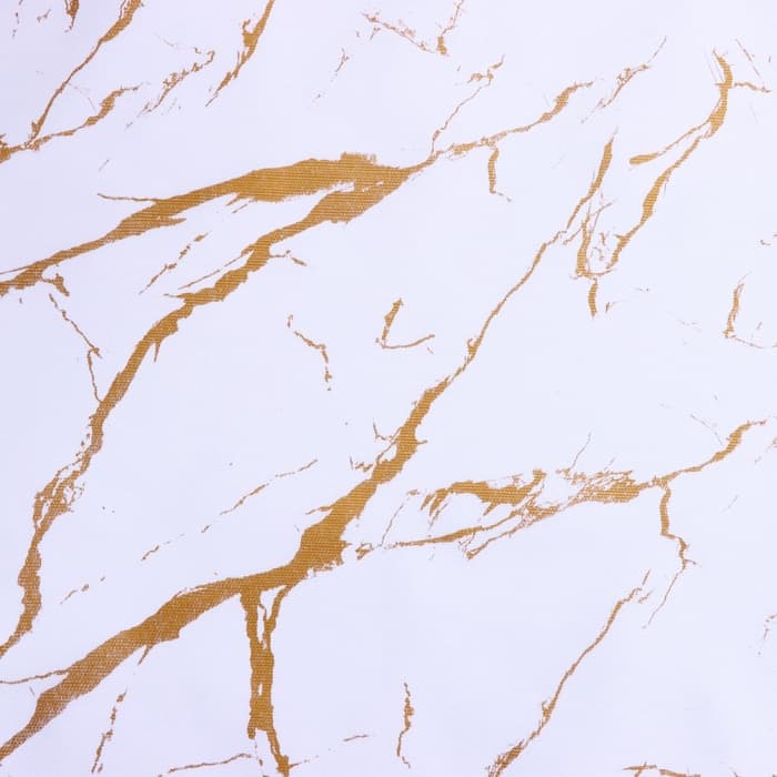 Клеёнка на стол Доляна «Мрамор», на тканевой основе, ширина 137 см, рулон 20 м, толщина 0.22 мм, бело-золотая
