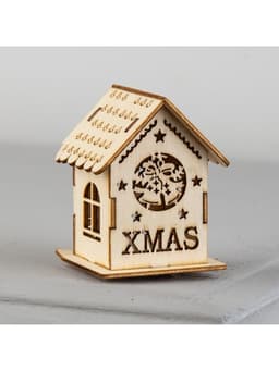 Ёлочная игрушка «Домик с колокольчиками», 6×4.5×4.5 см, от батареек, свечение тёплое белое