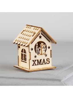 Ёлочная игрушка «Домик со снеговиком», 6×4.5×4.5 см, от батареек, свечение тёплое белое