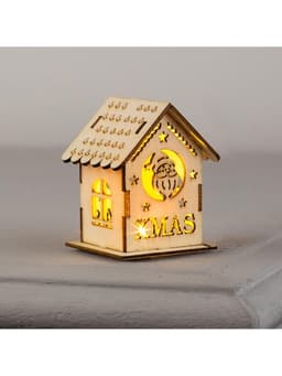 Ёлочная игрушка «Домик с Дедом Морозом», 6×4.5×4.5 см, от батареек, свечение тёплое белое