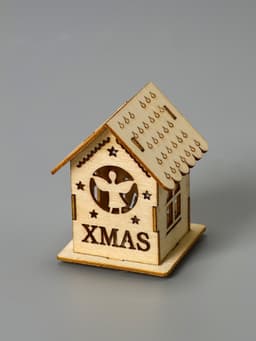 Ёлочная игрушка «Домик с ангелом», 6×4.5×4.5 см, от батареек, свечение тёплое белое