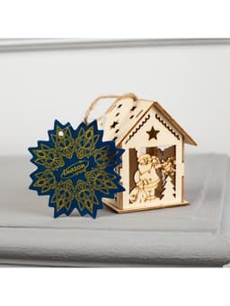 Ёлочная игрушка «Домик с Дедом Морозом и ёлкой», 7.5×6.5×6 см, от батареек, свечение тёплое белое