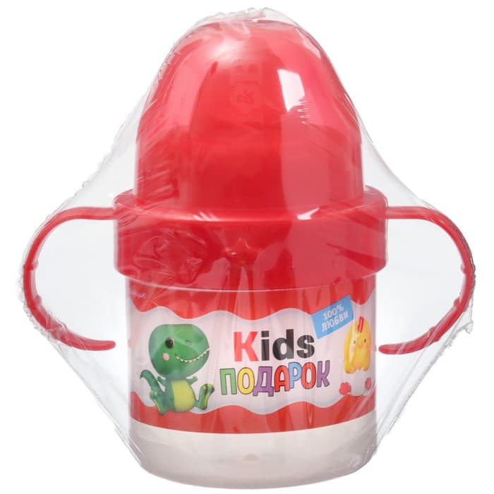 Поильник детский M&B «Kids подарок» с твёрдым носиком, от 9 мес., 140 мл., с ручками, красный