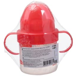 Поильник детский M&B «Kids подарок» с твёрдым носиком, от 9 мес., 140 мл., с ручками, красный