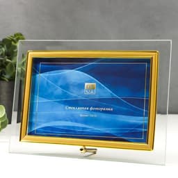 Стеклянная фоторамка для фото 10×15 см «Горизонталь», с золотом