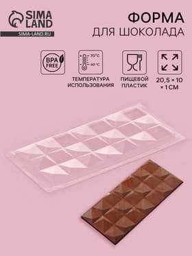 Форма для шоколада «Квадраты», пластик, 20.5×10×1 см, пластик, прозрачная