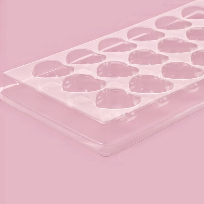 Форма для шоколада и конфет «Сердца», 18 ячеек, 22×11 см, пластик, прозрачная