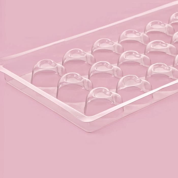 Форма для шоколада и конфет «Сердца», 18 ячеек, 22×11 см, пластик, прозрачная