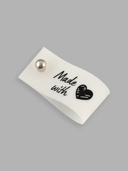 Бирка с кнопкой Made with love Арт Узор, 8×1.8 см, 10 шт., белая, чёрная