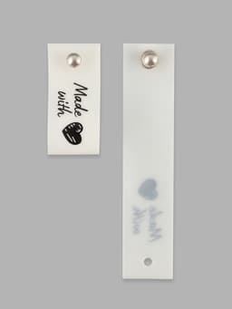 Бирка с кнопкой Made with love Арт Узор, 8×1.8 см, 10 шт., белая, чёрная