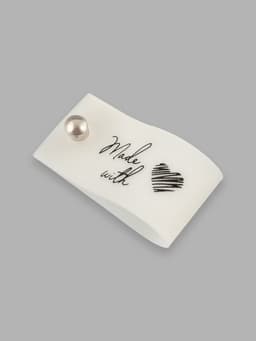 Бирка с кнопкой Made with love, 8×1.8 см, 10 шт., белая, чёрная