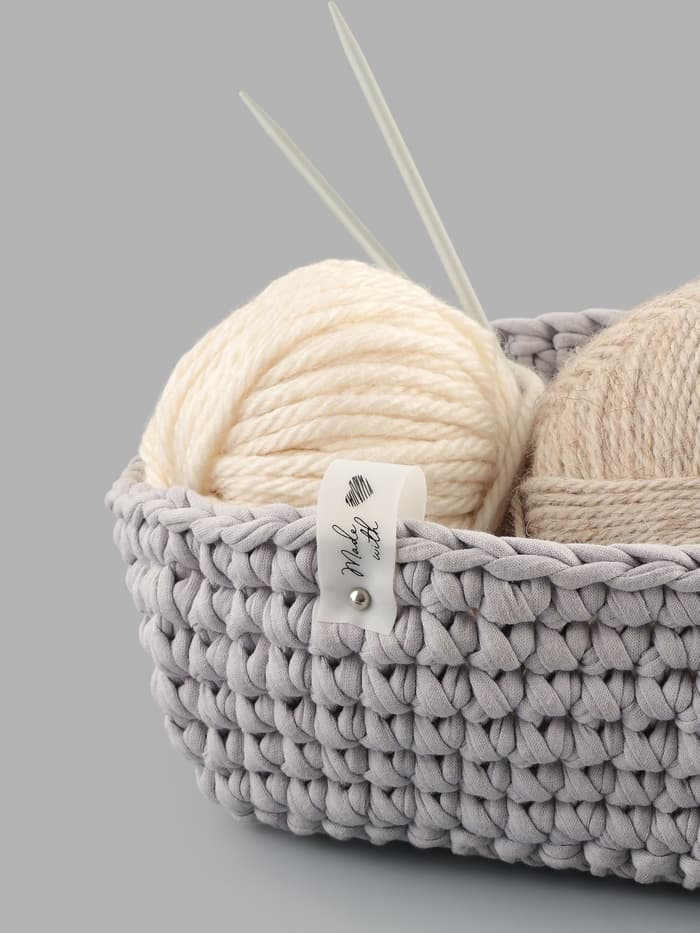 Бирка с кнопкой Made with love, 8×1.8 см, 10 шт., белая, чёрная