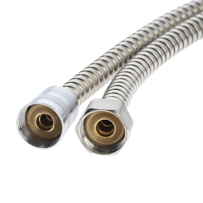 Душевой шланг ZEIN Z28PS, 200 см, цинковые гайки 1/2", латунная втулка, нержавеющая сталь, Имп/Имп