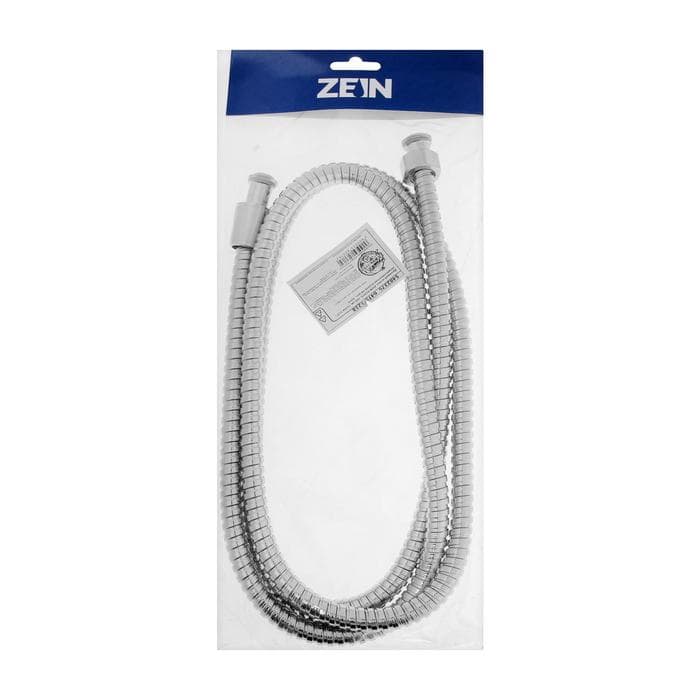 Душевой шланг ZEIN Z19PS, 200 см, цинковые гайки 1/2", запрессовочная втулка латунь, хром, Имп/Имп