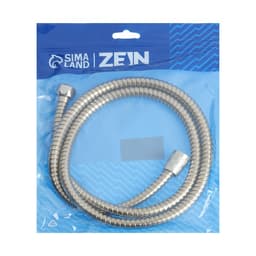 Душевой шланг ZEIN Z48PS, 150 см, цинковые гайки 1/2", латунная втулка, нержавеющая сталь, Имп/Имп