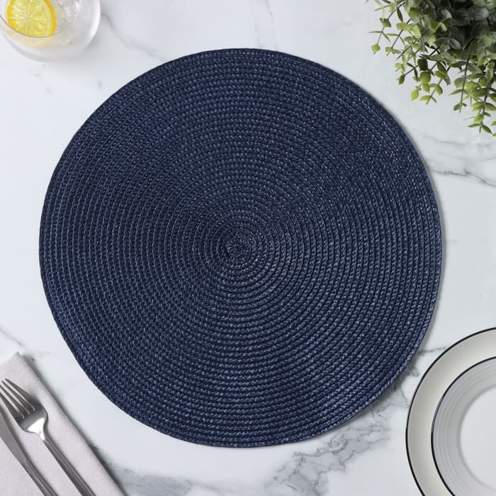 Салфетка сервировочная на стол Доляна «Лофт», d=38 см, синяя